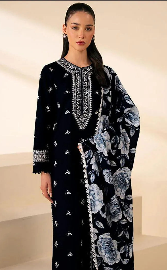 Women's 3 Pcs Unstitched Embroidered Suit