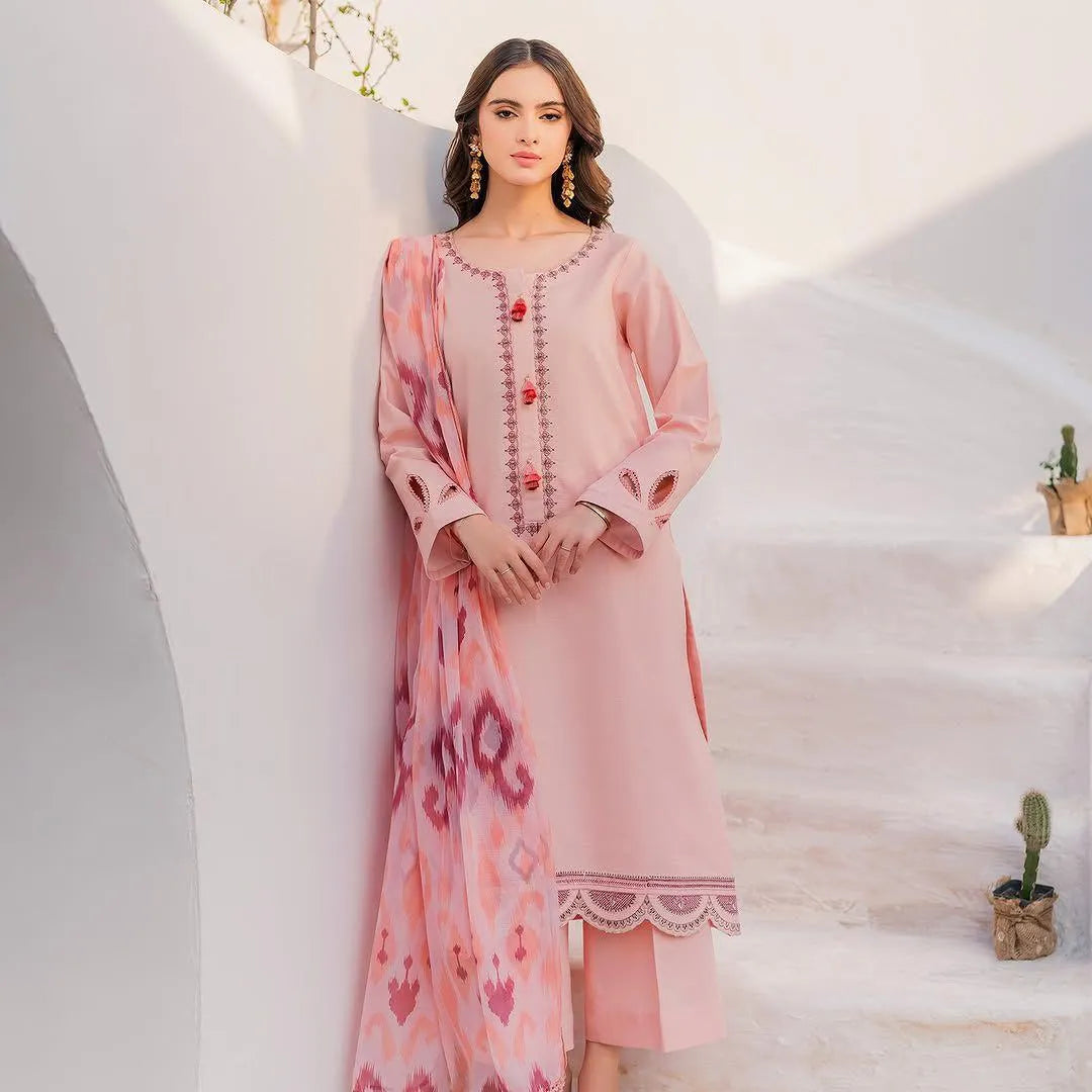 Women's Unstitched 3 Pcs Embroidered Suit