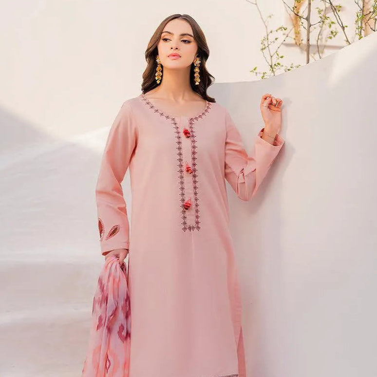 Women's Unstitched 3 Pcs Embroidered Suit