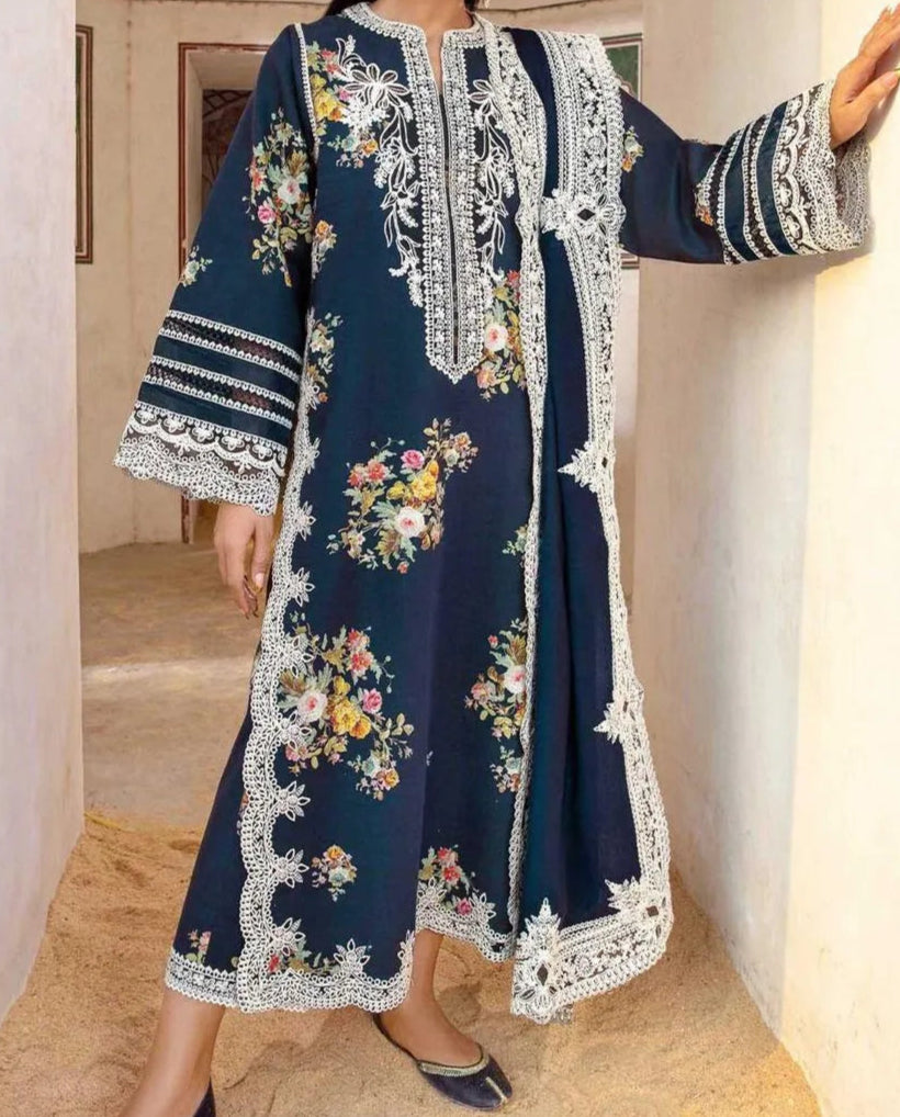 Women's Unstitched 3 Pcs Embroidered Suit