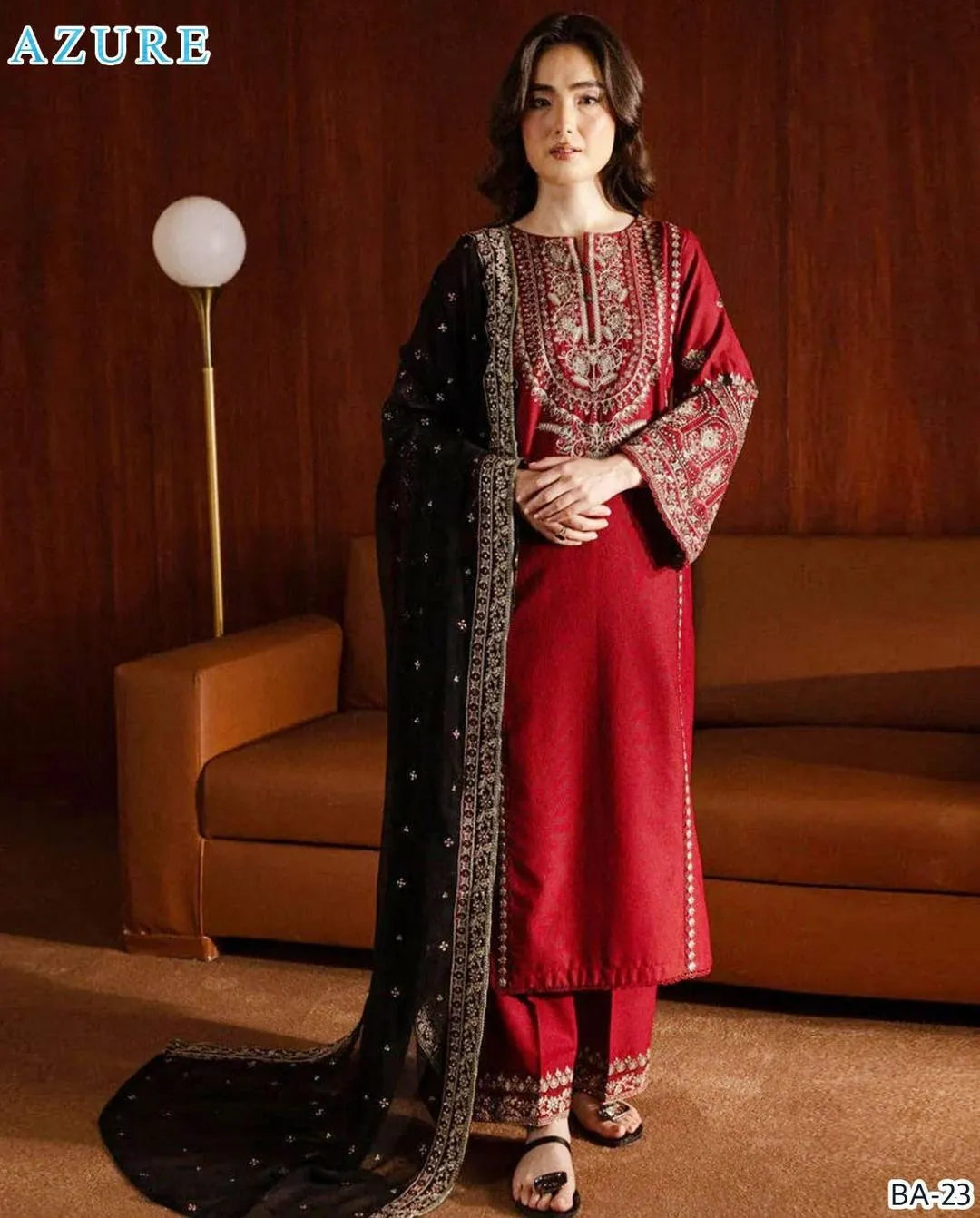 Women's Unstitched 3 Pcs Embroidered Suit