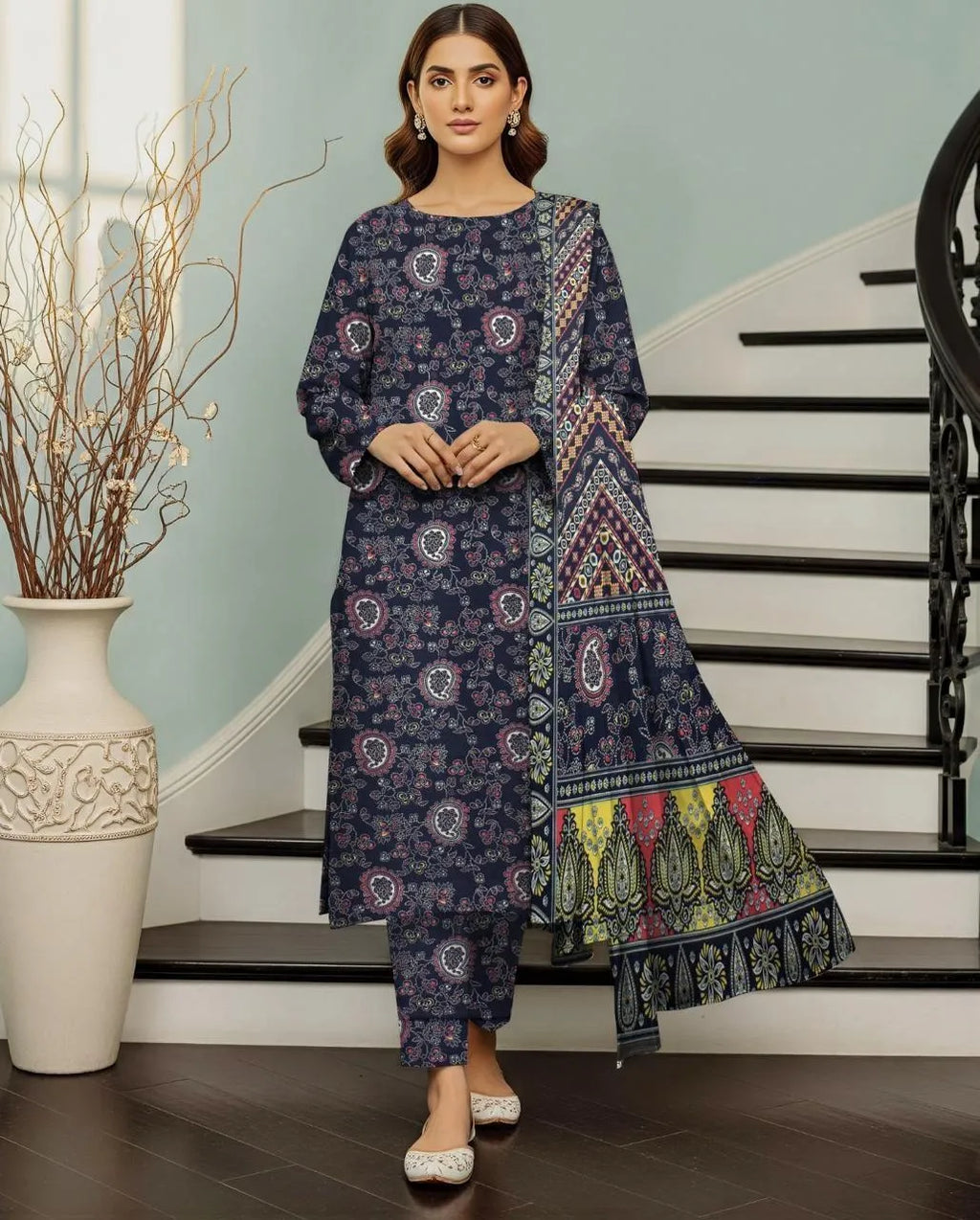 Women's Unstitched 3 Pcs Digital Print Suit