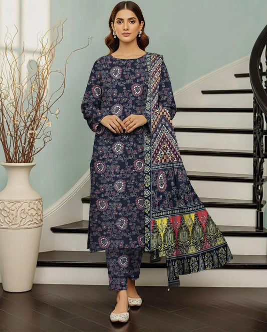 Women's Unstitched 3 Pcs Digital Print Suit