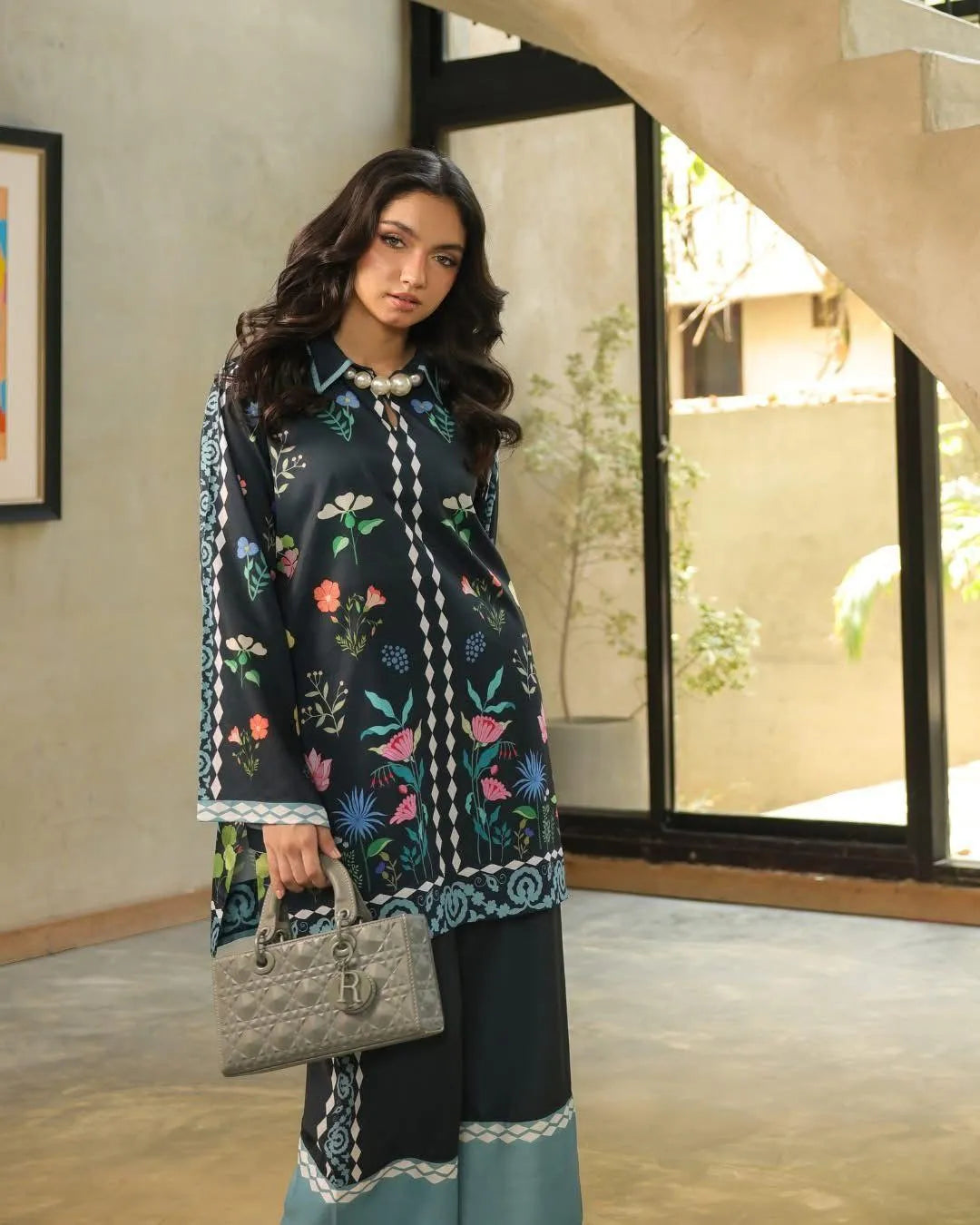 Women's Stitched 2 Pcs Swiss Lawn Printed Shirt And Trouser