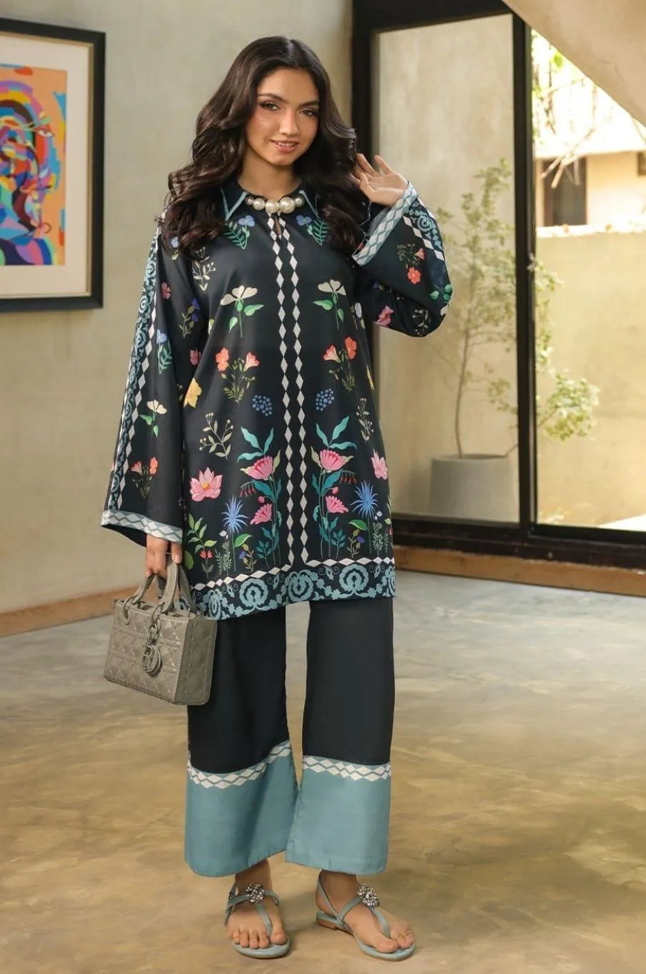 Women's Stitched 2 Pcs Swiss Lawn Printed Shirt And Trouser