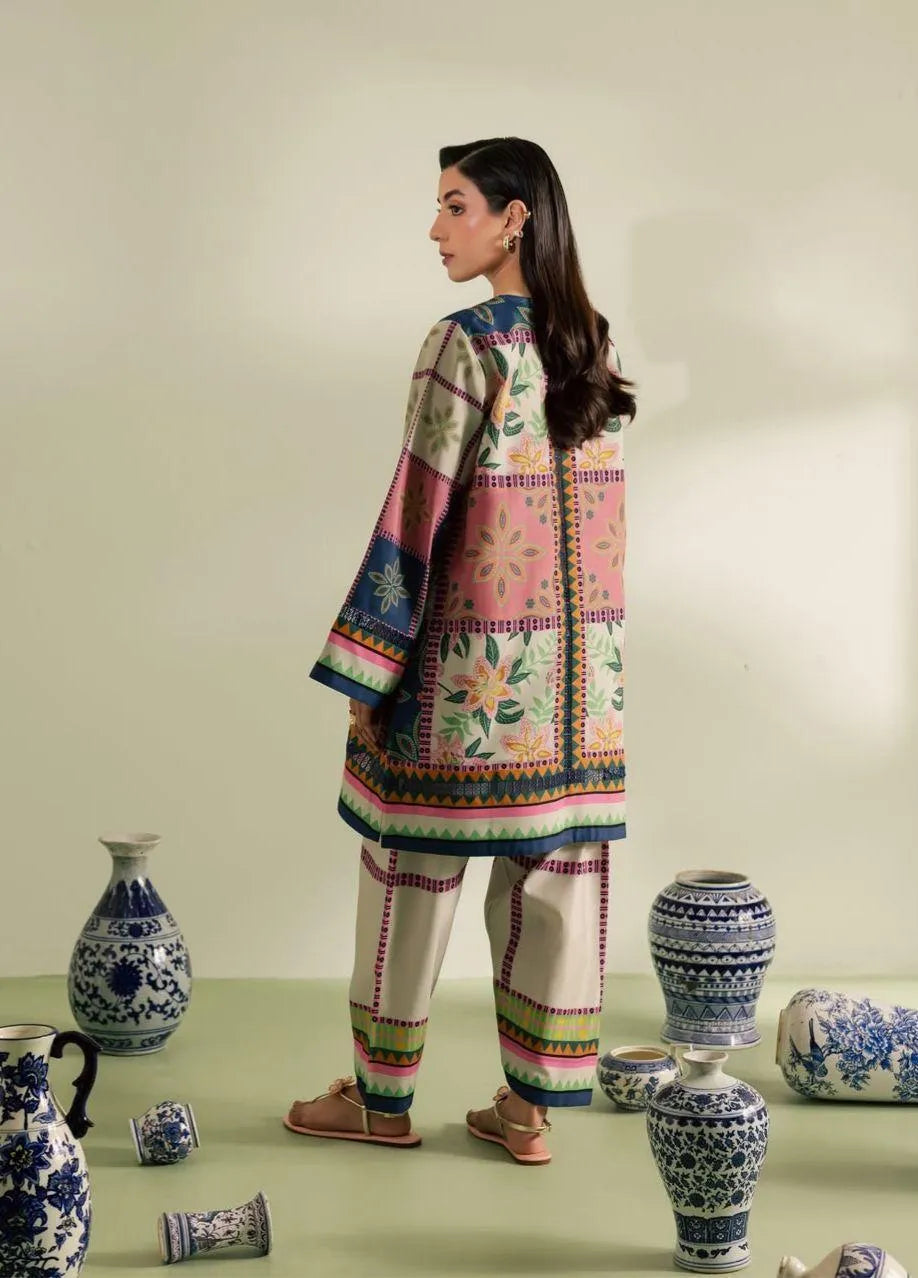 Stylish Women's Stitched 2 Pcs Swiss Lawn Shirt and Trouser Set - Multicolor Digital Print