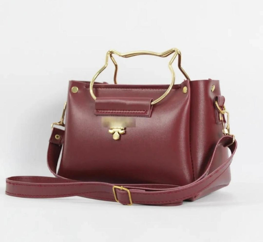 Girl's PU Leather Plain Hand Bag