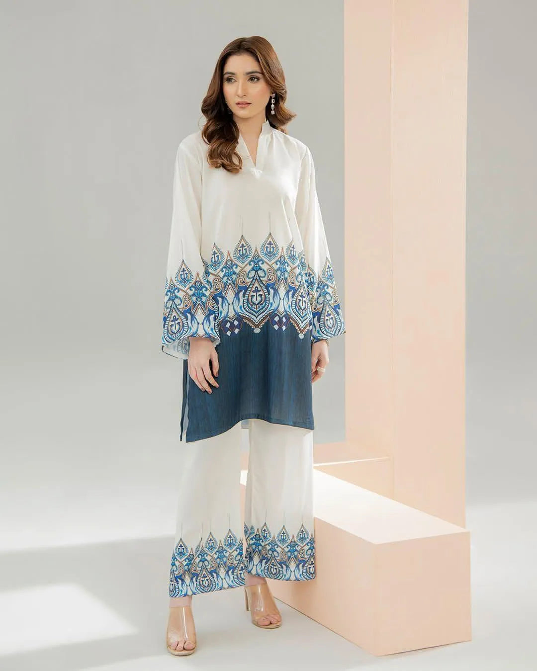 Women's Stitched 2 Pcs Swiss Lawn Printed Shirt And Trouser