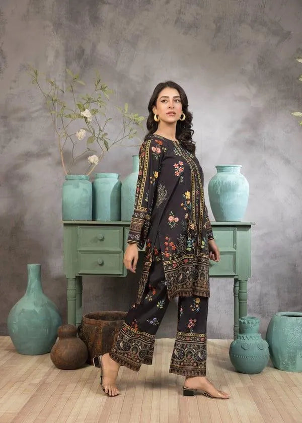 Women's Stitched 2 Pcs Swiss Lawn Printed Shirt And Trouser