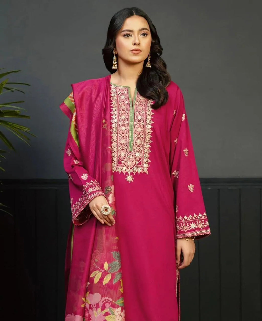 Women's Unstitched 3 Pcs Embroidered Suit