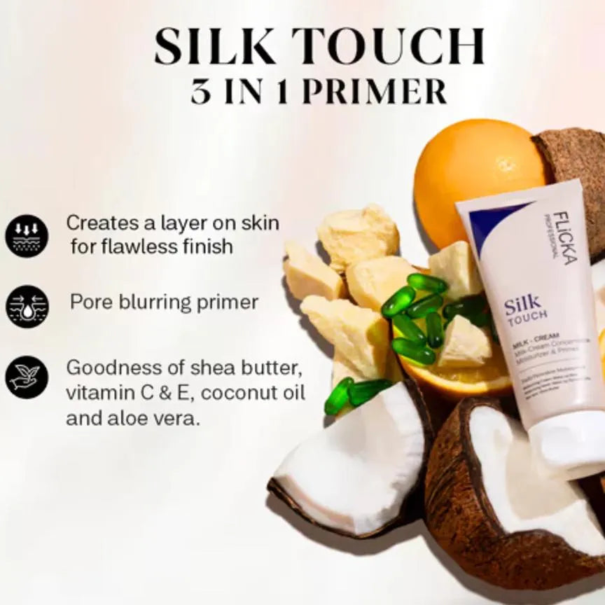 Flicka Silk Touch 3-in-1 Moisturizer And Primer For Face Long-Lasting, 30ml, 1Pcs