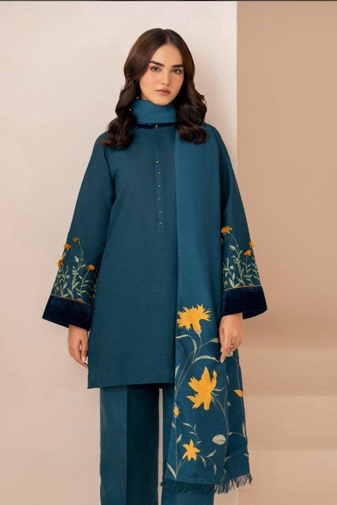 Women's Unstitched 3 Pcs Dhanak Embroidered Suit