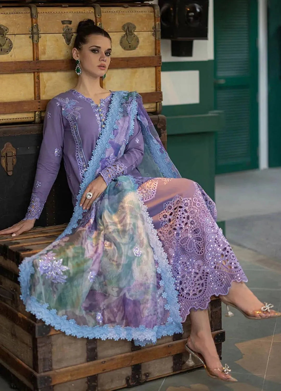 Women's Unstitched 3 Pcs Embroidered Suit