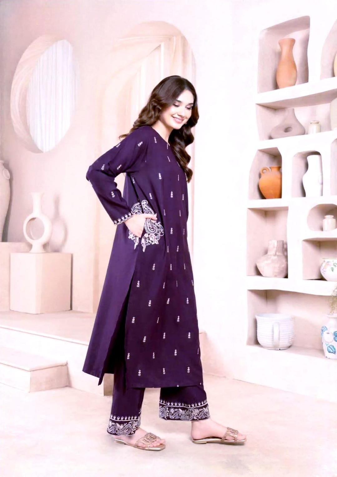 Women's Unstitched 2 Pcs Embroidered Suit