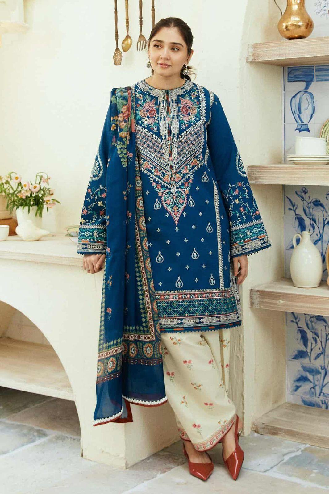 Women's Unstitched 3 Pcs Embroidered Suits