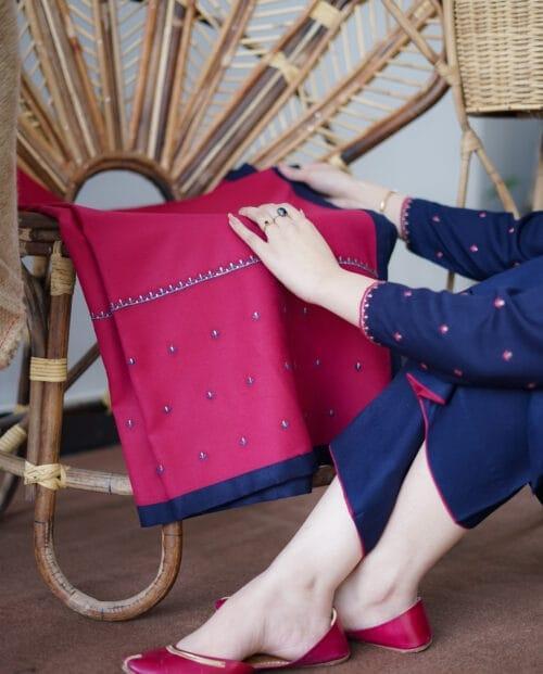 Women's Unstitched 3 Pcs Embroidered Suit