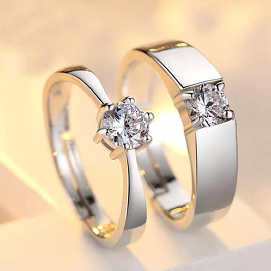 Charm Couple's Ring Set - Silver Plated 2 Pcs Easy Wear Design