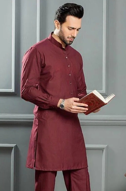 Men’s Stitched Wash And Wear 2 Pcs Plain Shalwar Kameez