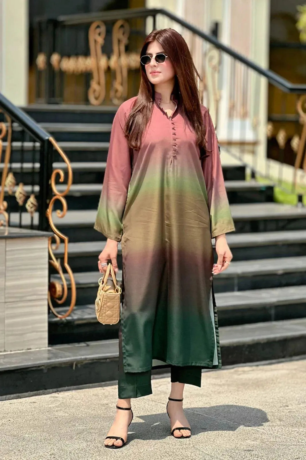 Women's Stitched 2 Pcs Swiss Lawn Digital Print Shirt And Trouser