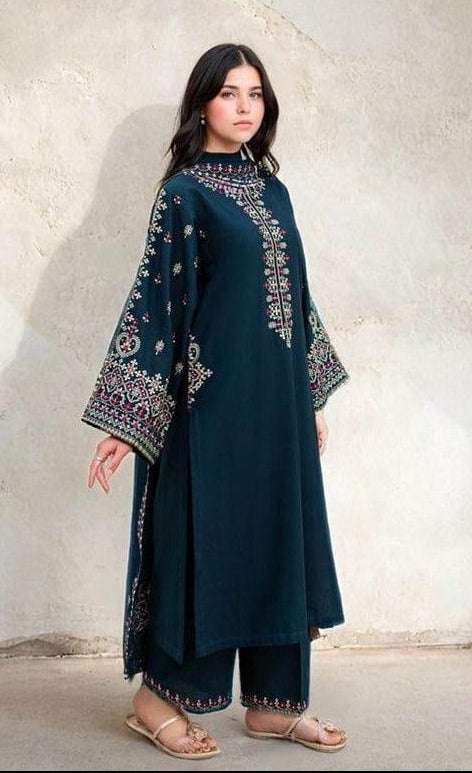 2 Pcs Women's Unstitched Embroidered Suit