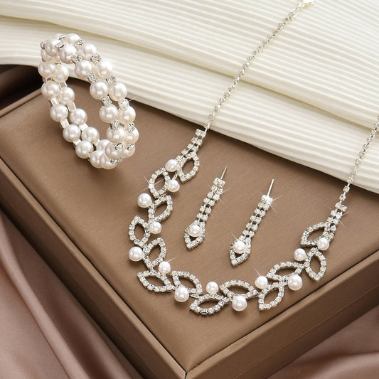 European and American fashion necklace earrings bracelet set