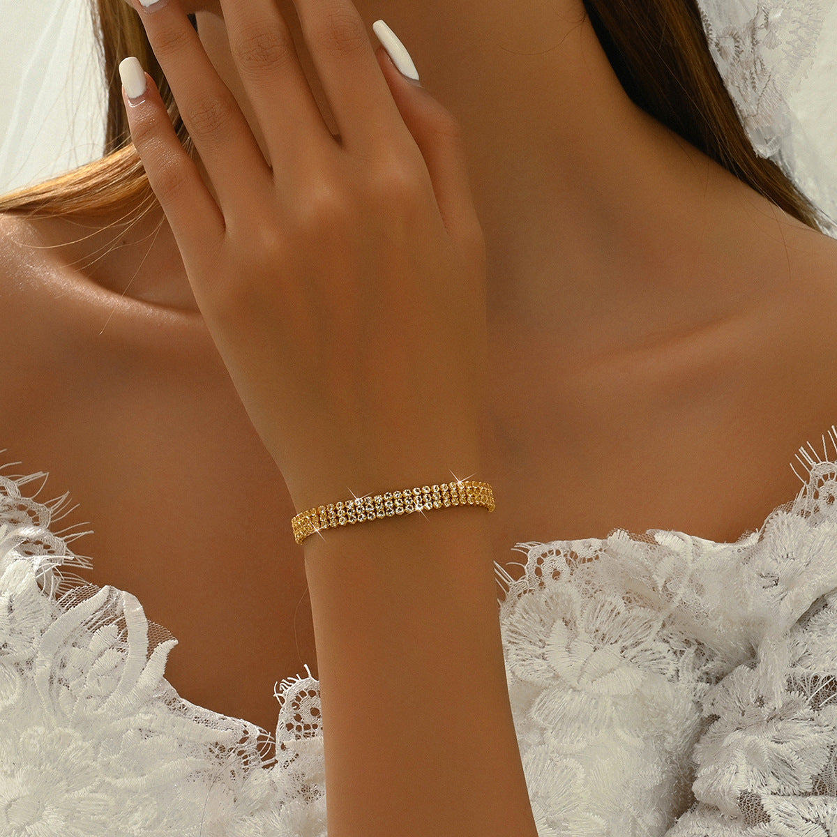 Gold Plated Jewelry set Naked Diamond Zircon